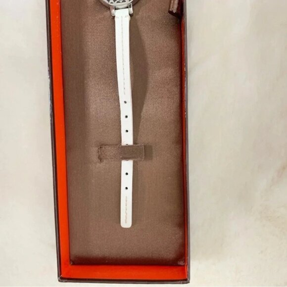 Coach Bridgit Wrist Watch White Patent Leather Silver Stainless Steel Y2k 2000s - Picture 10 of 11